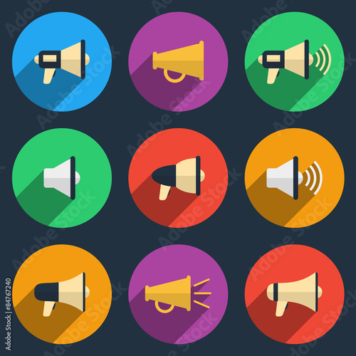 Megaphone icons set