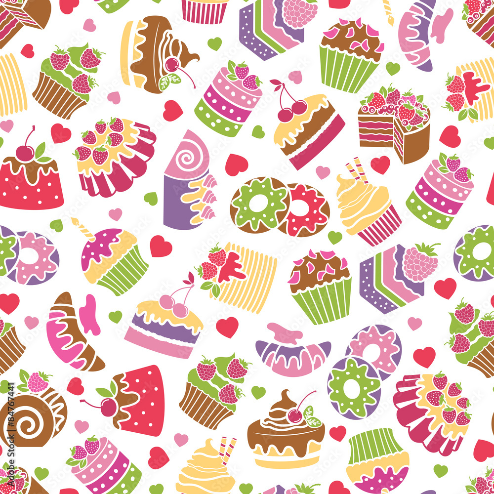 Baking and desserts seamless pattern background Baking and desserts seamless pattern background