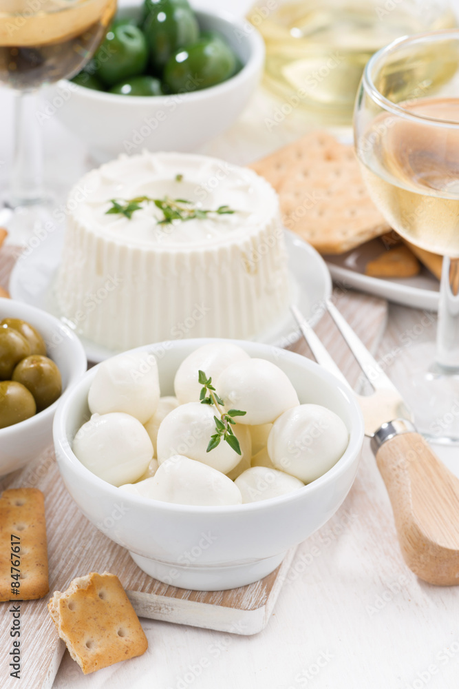 fresh soft cheeses, crackers and pickles to wine, vertical fresh soft cheeses, crackers and pickles to wine, vertical