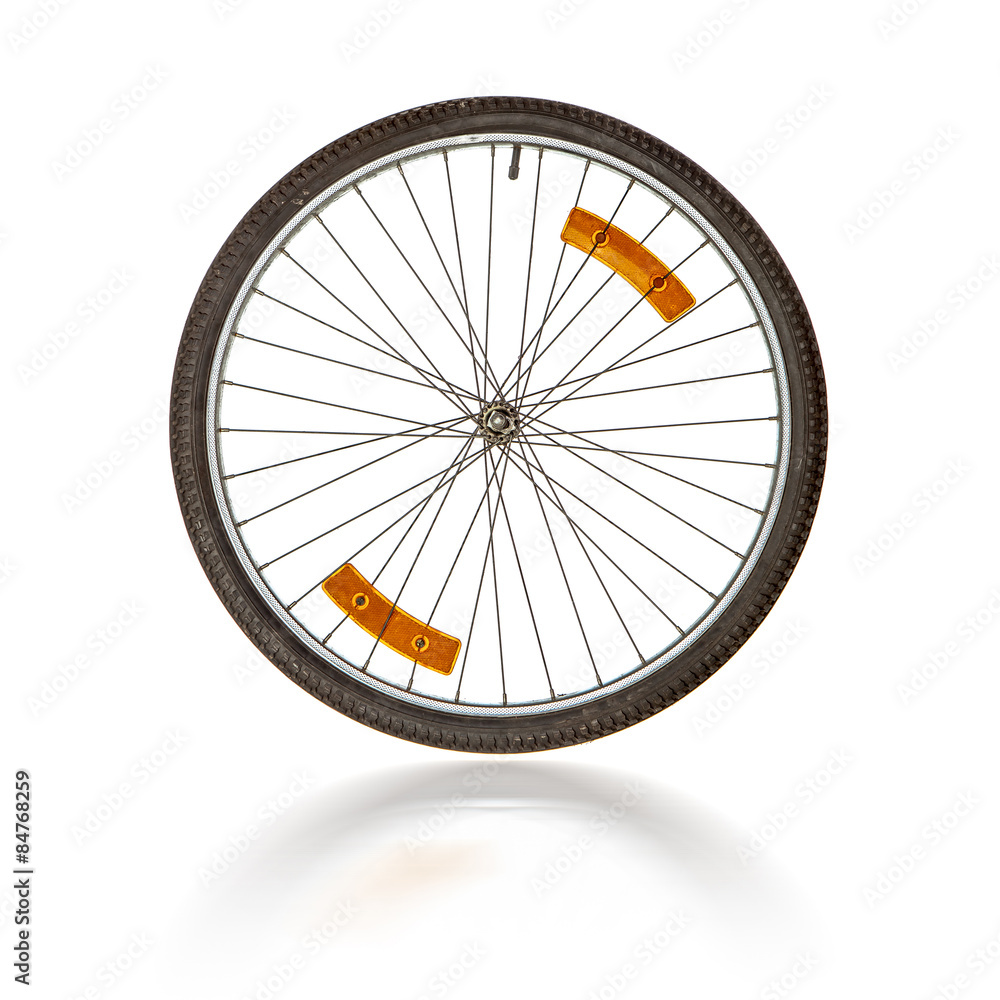 Fototapeta premium Bicycle wheel on white