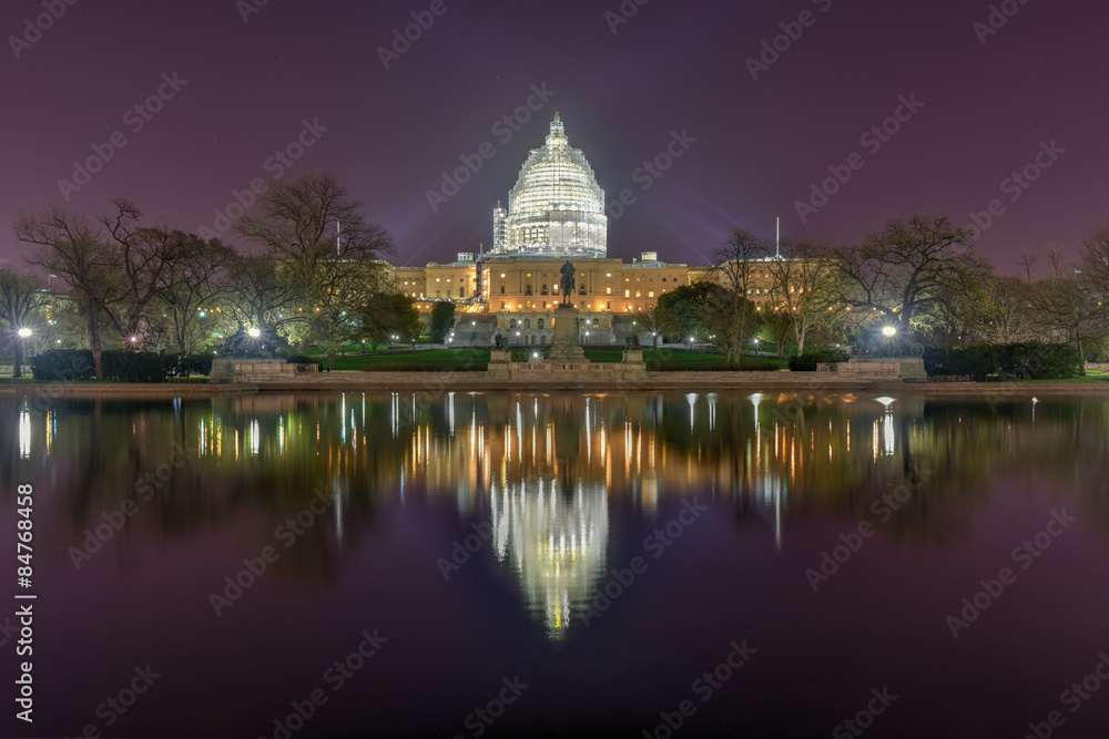 Capitol Building at Night Construction - Washington, D.C.