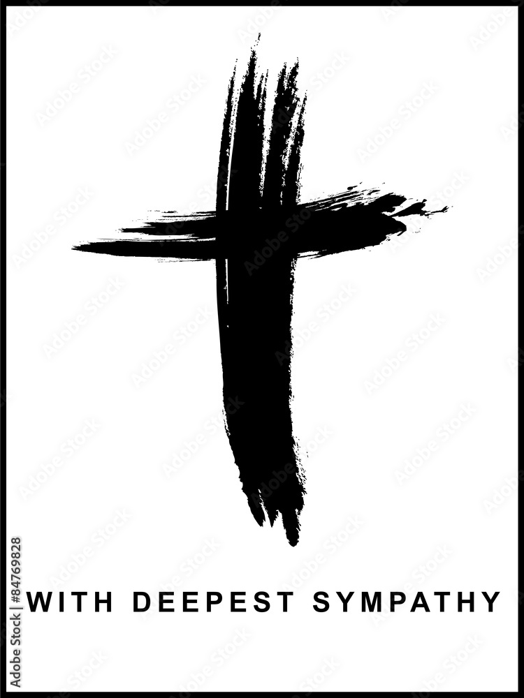 Sympathy Card, Cross, Brushstroke, Panel Format, Vector Stock ...