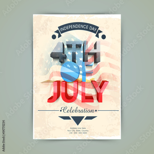 American Independence Day invitation card.