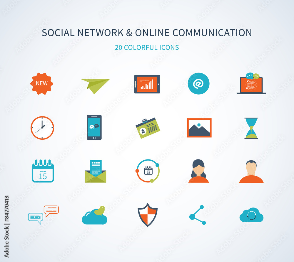 Flat vector design with social network and online communication