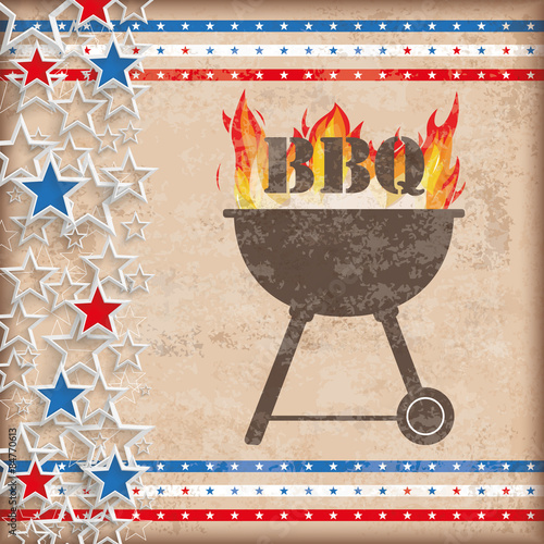 Vintage Background USA Double Stars BBQ