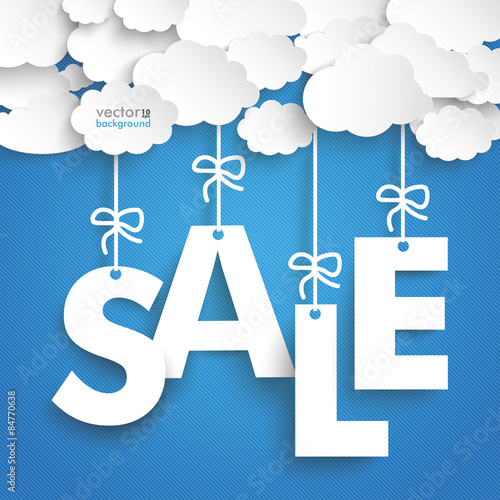 Paper Clouds Striped Blue Sky Sale