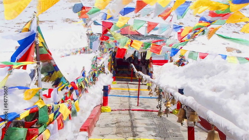 Entrance to Temple at Changla Pass in Leh, Ladakh Region, India photo