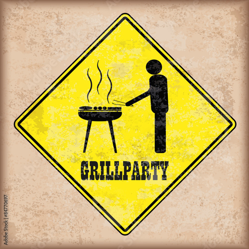 Grillparty Vintage Road Sign