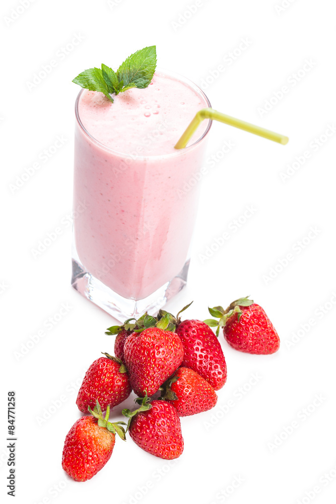 glass of strawberry cocktail and berries glass of strawberry cocktail and berries