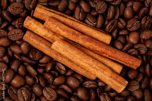 coffee beans and cinnamon