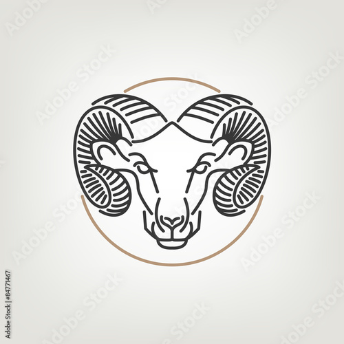 The Ram Head Outline Logo Icon Design.