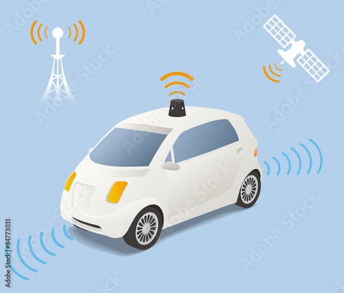 Driverless Car (autonomous vehicle) Image Illustration, vector