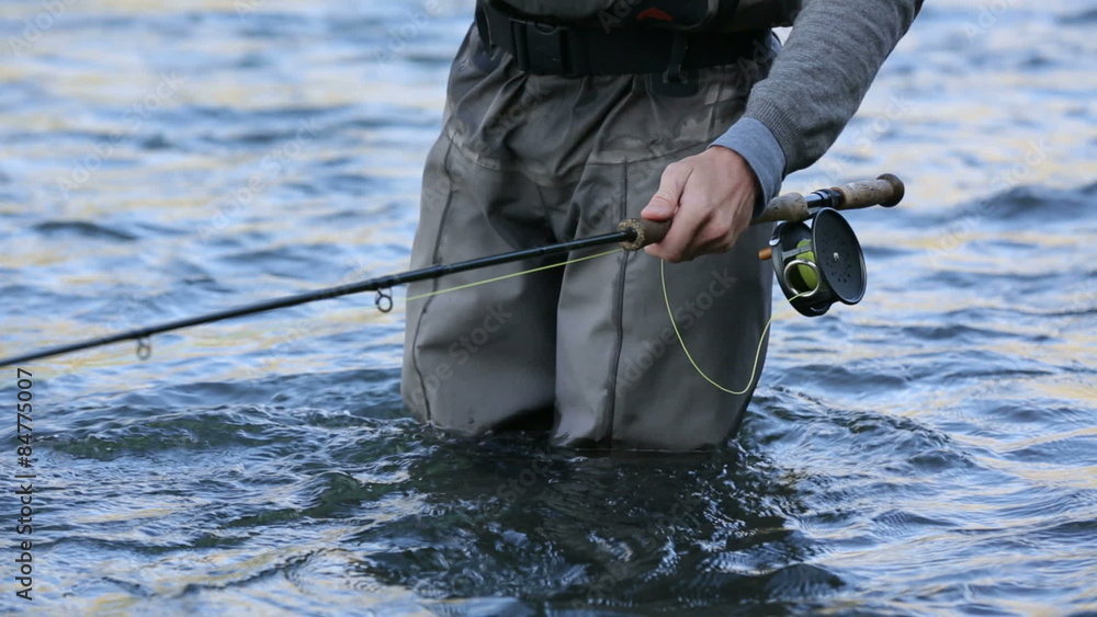 Closeup shot of fly fishing rod