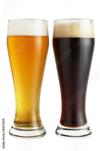 Two glasses of beer isolated on white