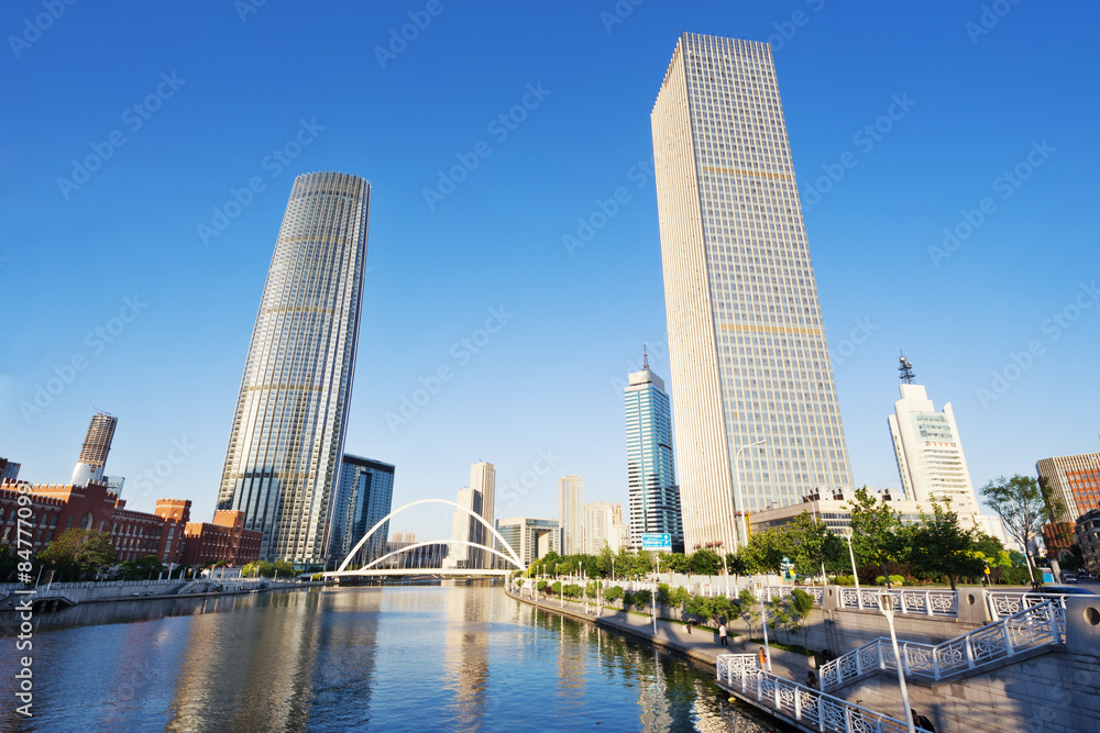 low angle view of skyscrapers and skyline