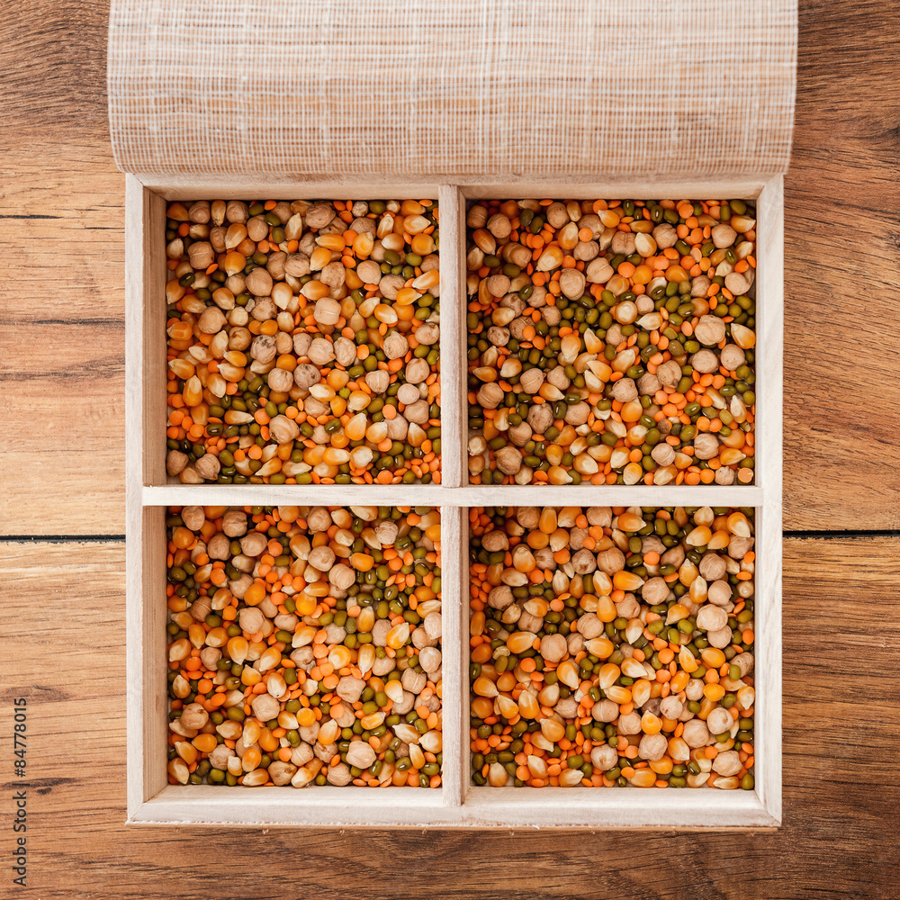 Container with cereals. Container with cereals.