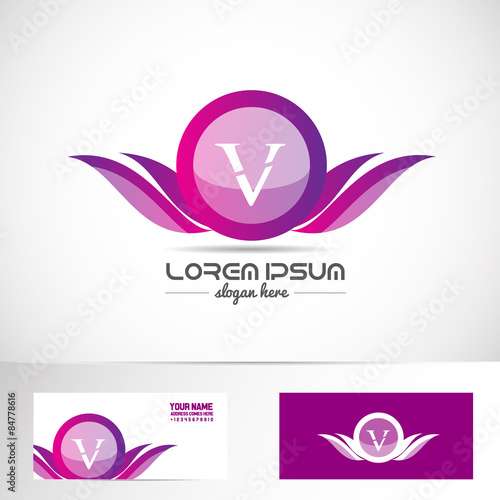 Fototapeta Naklejka Na Ścianę i Meble -  Letter V pink purple wings logo