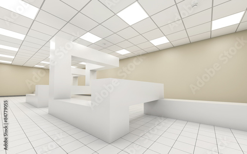 Abstract bright empty office room interior 3d