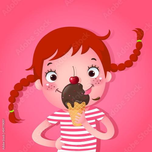 Cute girl eating icecream
