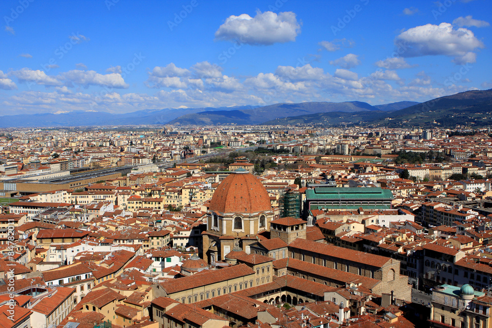 View of Florence from Cathedral at sunny day, Italy