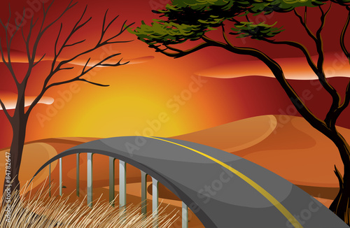 Sunset and road