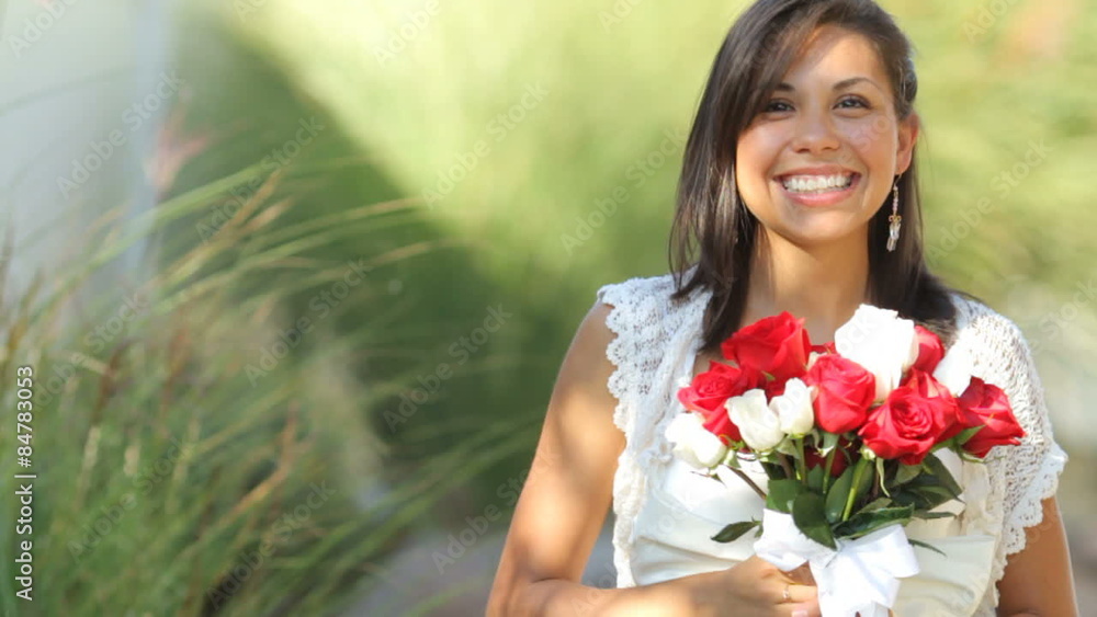Portrait of bride at wedding holding bouquet Portrait of bride at wedding holding bouquet