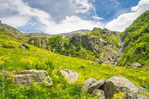 Alpine landscape in spring and summer