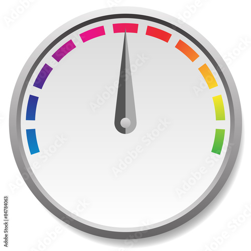 Dial faces with pointer isolated on white. Measure, gauge, indic