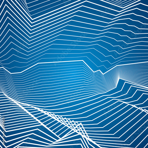 White lines, abstraction composition, mountains, vector design background