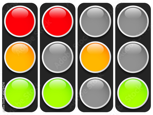 Traffic lights, traffic lamps isolated on white. (Semaphores) Ve