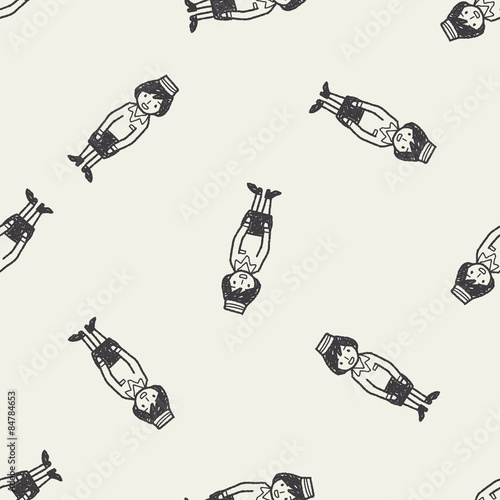 Flight Attendant doodle seamless pattern background