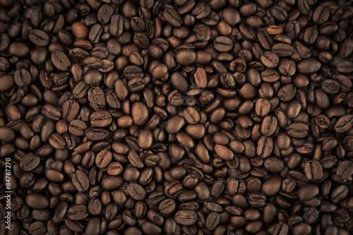 Coffee beans closeup background ( Filtered image processed vinta