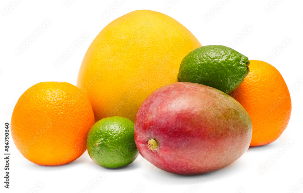 Assorted tropical fruit lime, pomelo, mango and lime Assorted tropical fruit lime, pomelo, mango and lime
