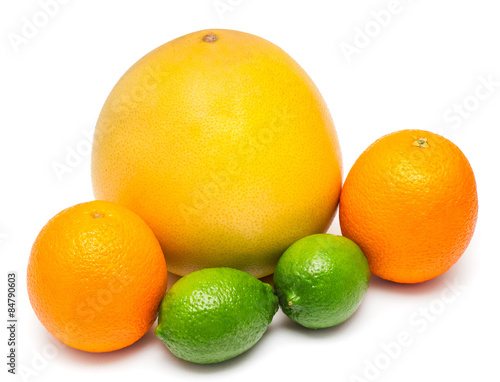 Assorted tropical fruit lime  orange and pomelo