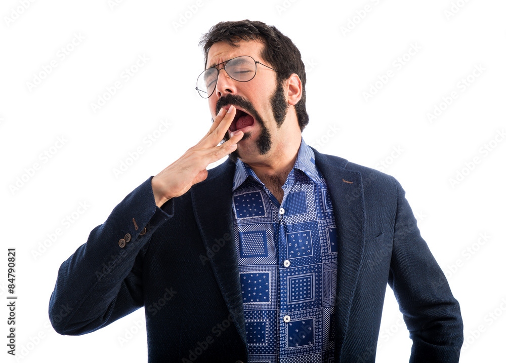 Fototapeta premium Vintage young man yawning