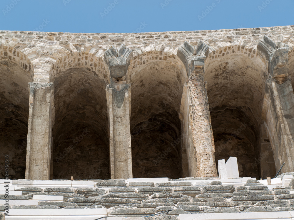 ruins of ancient amphitheater in Aspendos, Antalya, Turkey ruins of ancient amphitheater in Aspendos, Antalya, Turkey