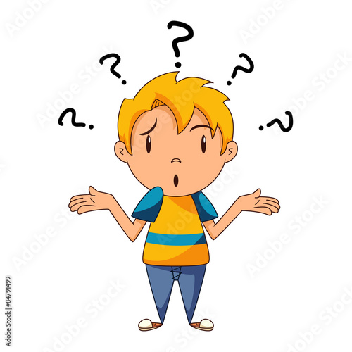 Confused kid, shrugging shoulders