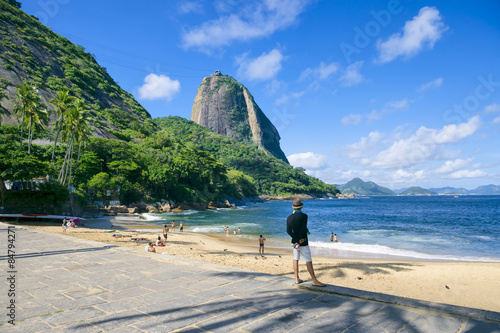 Red Beach Sugarloaf Mountain Rio de Janeiro Brazil  photo