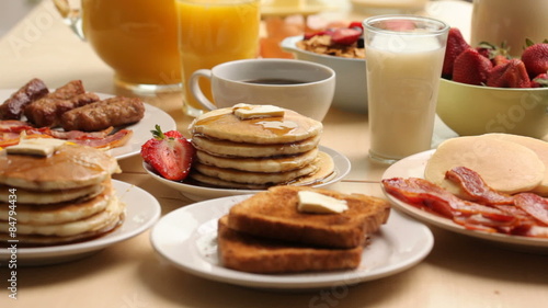 Variety of breakfast foods
