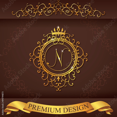 Letter N. Luxury Logo template vector illustration