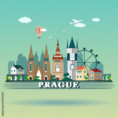 Modern Prague City Skyline Design. Czech Republic. Prague landscape