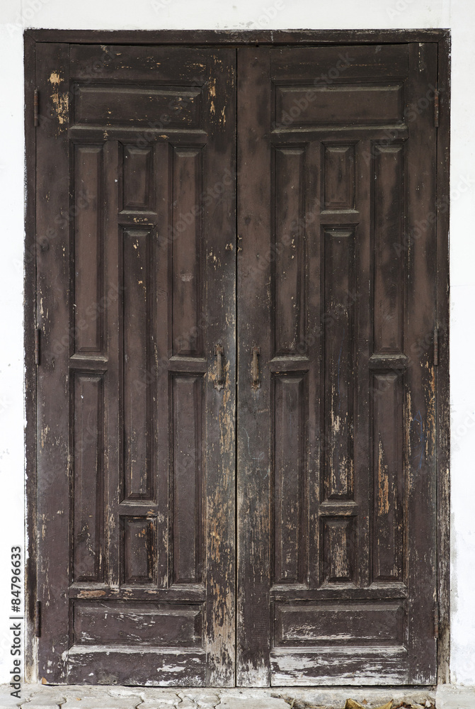 Wooden door of old barn