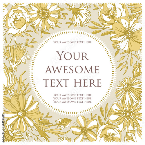 Colorful floral postcard. 