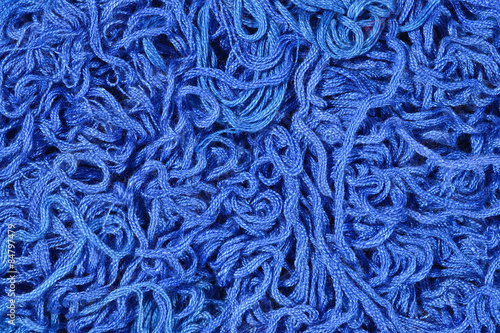 Blue embroidery floss as background texture