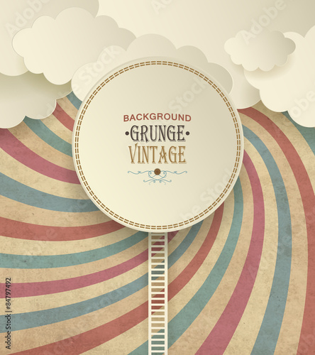 Vintage Background With Clouds