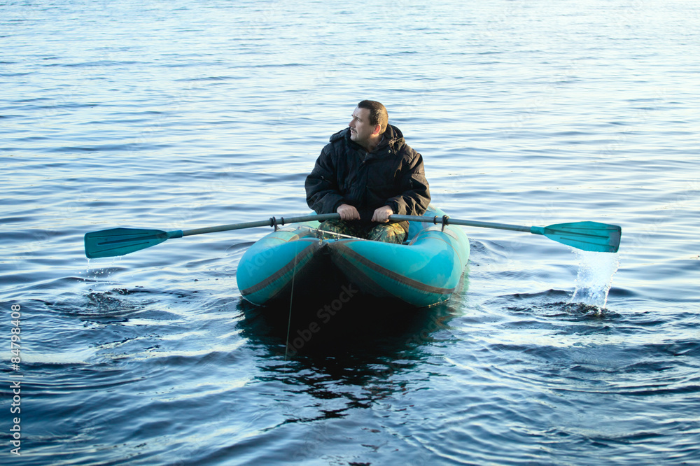 Fisherman in Rubber Boat
