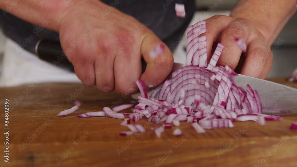 Chopping red onion Chopping red onion