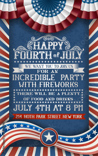 Greeting card for fourth of july holiday. EPS 10 contains transparency