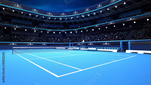 Obraz na plátně whole tennis court from the perspective of the player