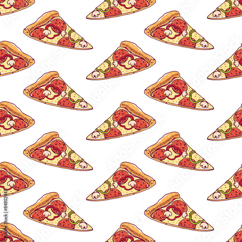 seamless background with pizza